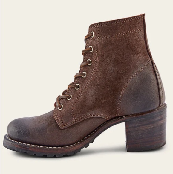 🍃💕FRYE Sabrina Waxed Suede All Leather Lace Up Bootie US 9.5 - Picture 5 of 16